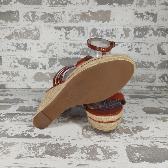 Diane Von Furstenberg Brown Strappy Ankle Buckle Espadrilles Wedges V97 - Picture 5 of 9